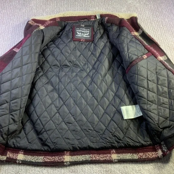 Levis Mens Wool Blend Sherpa Quilted Depot Jacket Black Wool Blend Size M NWT - Picture 10 of 16